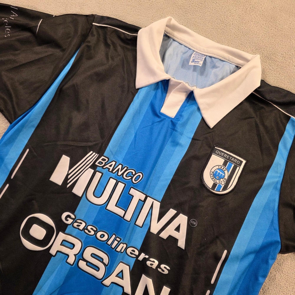 Remini Queretaro FC Jersey Mens Unitalla Black Blue Striped Soccer Streetwear